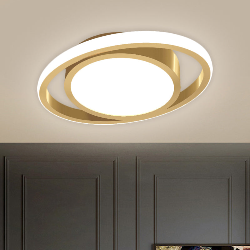 Customizable Flush Mount Metal Led Ceiling Fixture - Drum & Circle Design In Black/Gray/Gold (7-Day