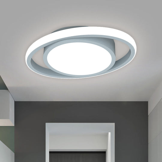 Customizable Flush Mount Metal Led Ceiling Fixture - Drum & Circle Design In Black/Gray/Gold (7 -