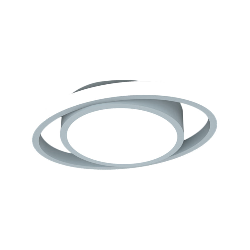 Customizable Flush Mount Metal Led Ceiling Fixture - Drum & Circle Design In Black/Gray/Gold (7-Day