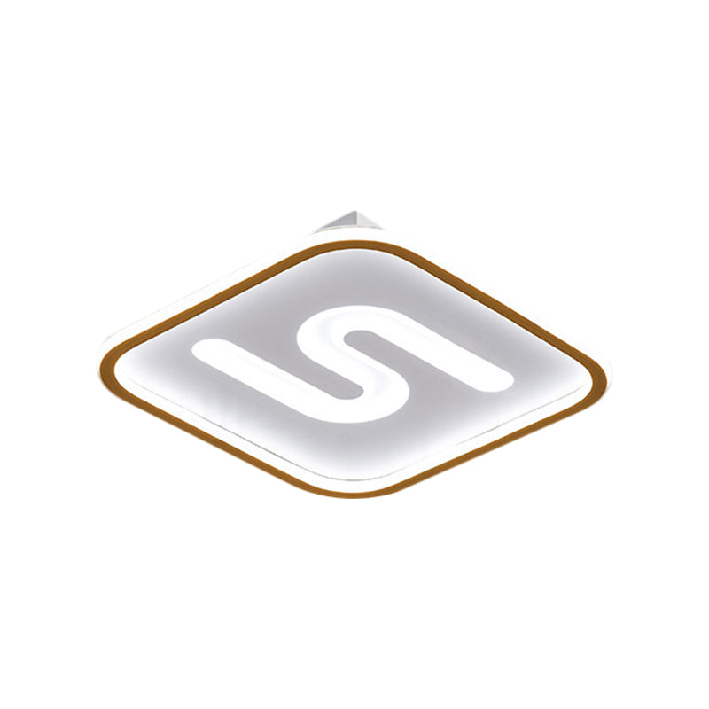 16’/19.5’ Modern Black/Gold Led Flush Mount With Warm/White Light And S - Shaped Design - Metal