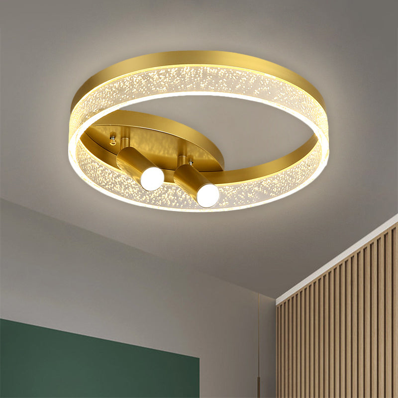 Modern Style Gold Round Led Flush Mount Spotlight - Warm/White Light 16/19.5 Width / 16 White