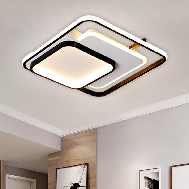 Modern Metal Rectangle/Square Led Ceiling Flush Mount In Warm/White Light Various Sizes