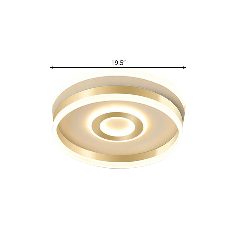 Led Gold Metallic Hoop Flush Mount Lamp In Warm/White Light 16’/19.5’ Wide