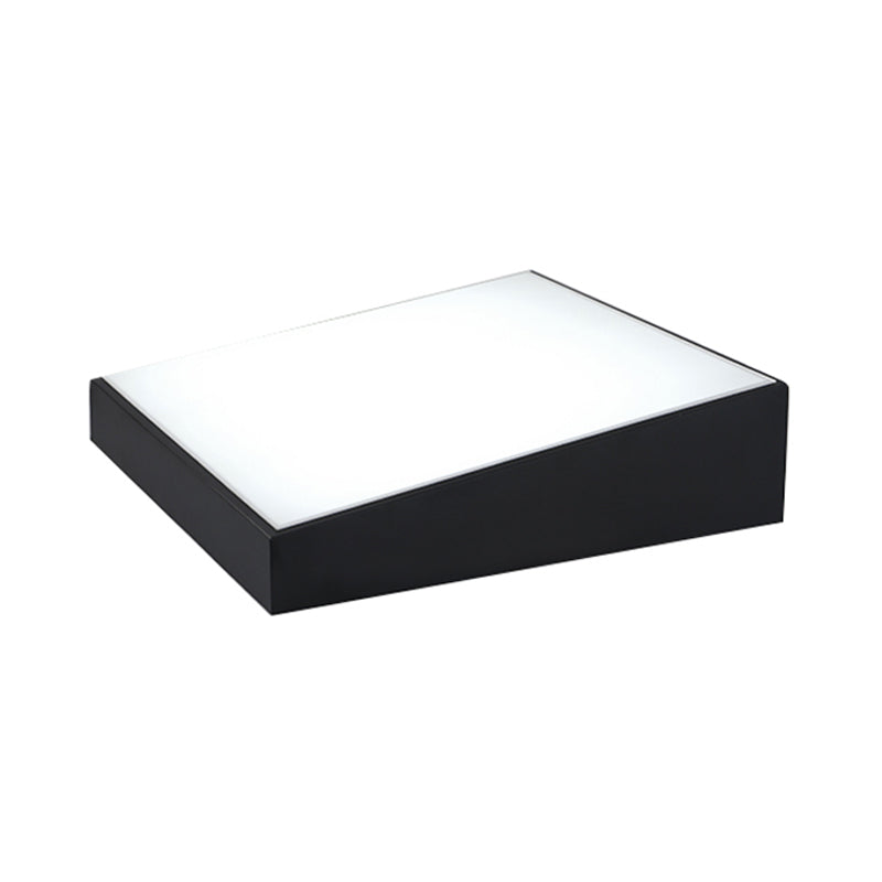 16’/19.5’ Wide Contemporary Led Metal Shade Flush Lighting - White/Black Trapezoid Mount Light