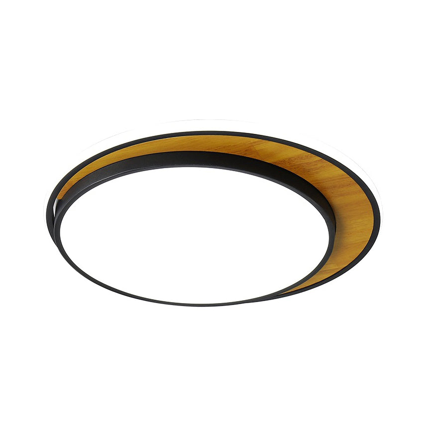 Contemporary Black/White Led Circle Flush Mount Ceiling Light Metal Fixture In White/Warm 16.5/20.5