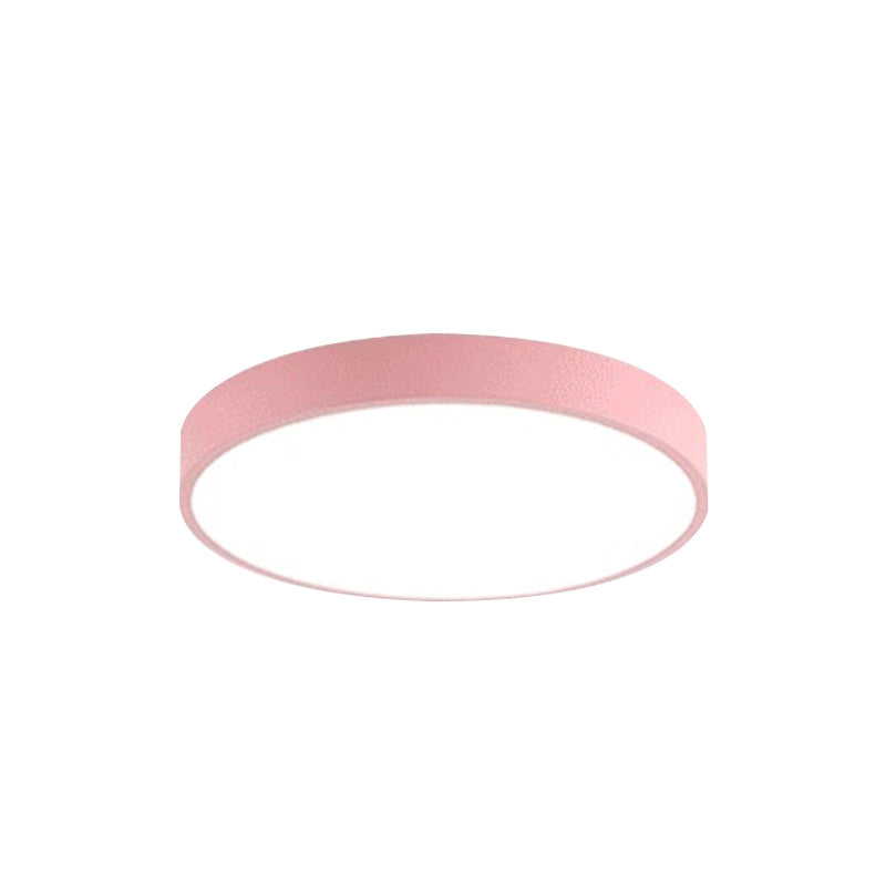 Modern Kids’ Bedroom Ceiling Light: Acrylic Round Flush Mount Pink / 12’ Warm