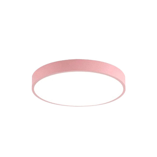 Modern Kids’ Bedroom Ceiling Light: Acrylic Round Flush Mount Pink / 12’ Warm