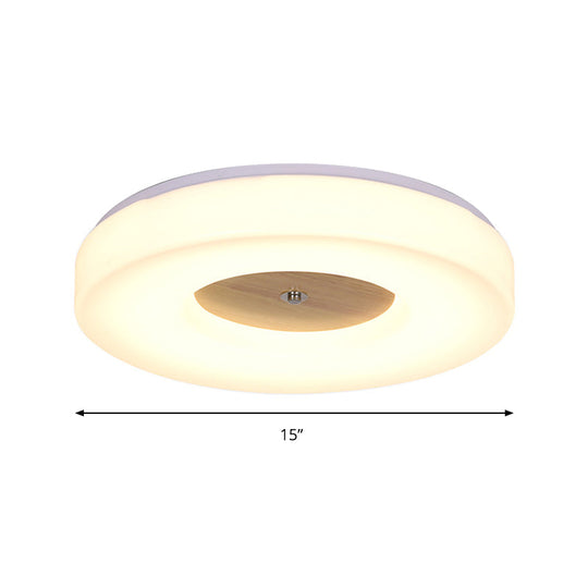 Modern Flush Ceiling Light - Wood And Acrylic Construction Led 8/13/15/19 Wide Warm Lighting Ideal