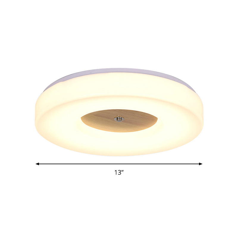 Modern Flush Ceiling Light - Wood And Acrylic Construction Led 8/13/15/19 Wide Warm Lighting Ideal