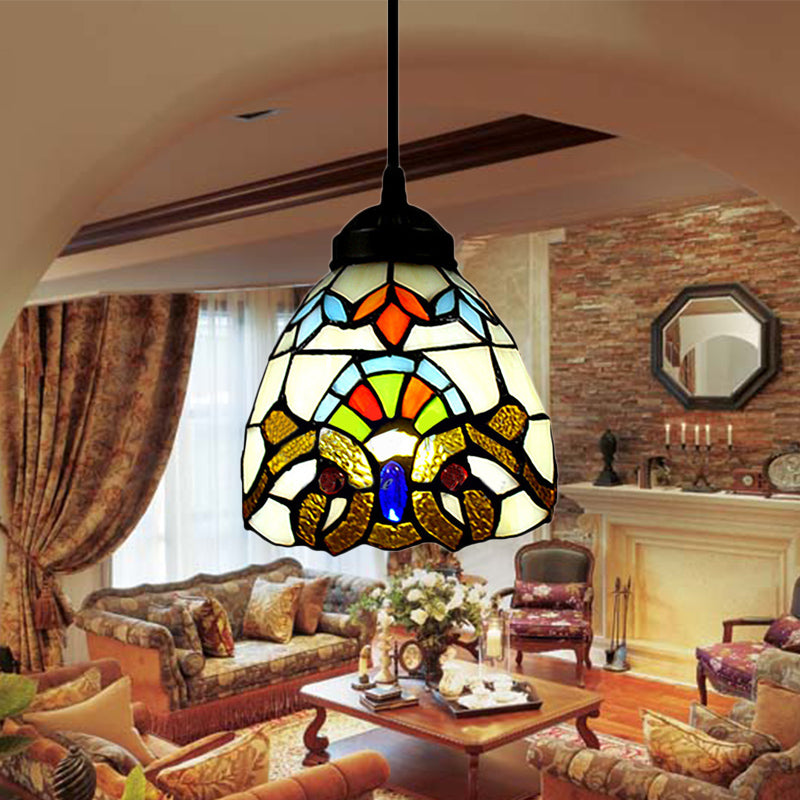 Multi-Color Art Glass Pendant Light In Baroque Style For Ceiling Fixture Black