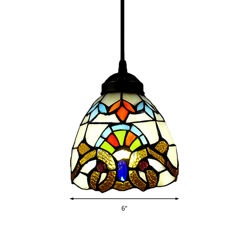 Multi-Color Art Glass Pendant Light In Baroque Style For Ceiling Fixture