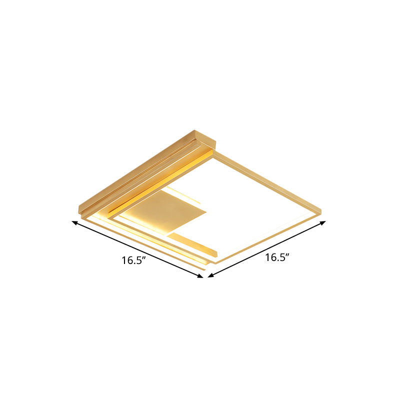 Modern Geometric Flush Mount Acrylic Led Gold Light Fixture - 16.5/20.5 W For Bedrooms