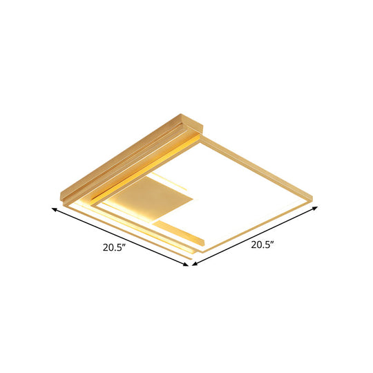 Modern Geometric Flush Mount Acrylic Led Gold Light Fixture - 16.5’/20.5’ W For Bedrooms