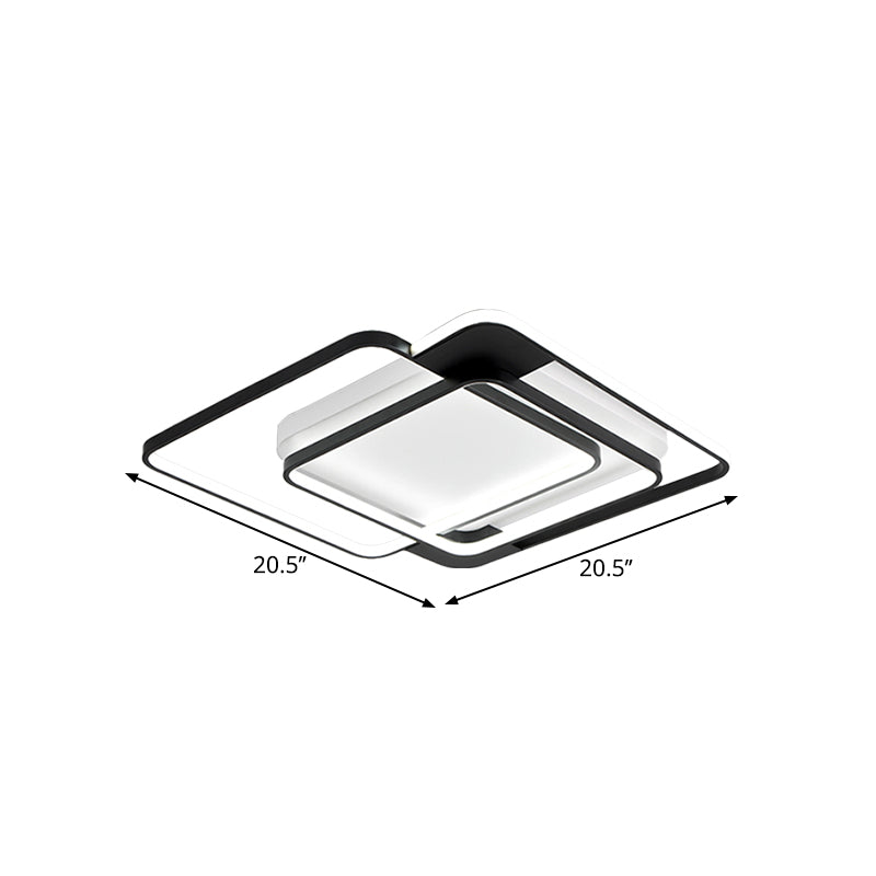 Modern Acrylic Led Flush Mount Light In Black - 16.5/20.5 Width Overlapping Design Perfect For