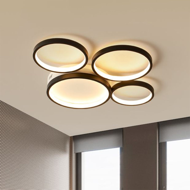 Nordic Acrylic Led Flush Mount Ceiling Light - Black Lamp For Bedroom