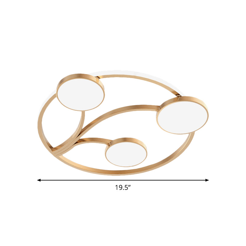 Gold Metal Circular Flush Light Modernity With Led Close To Ceiling Lighting - Branch Design