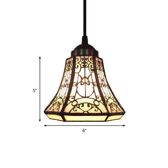 Tiffany Beige Stained Glass Mini Pendant Lamp For Stairs