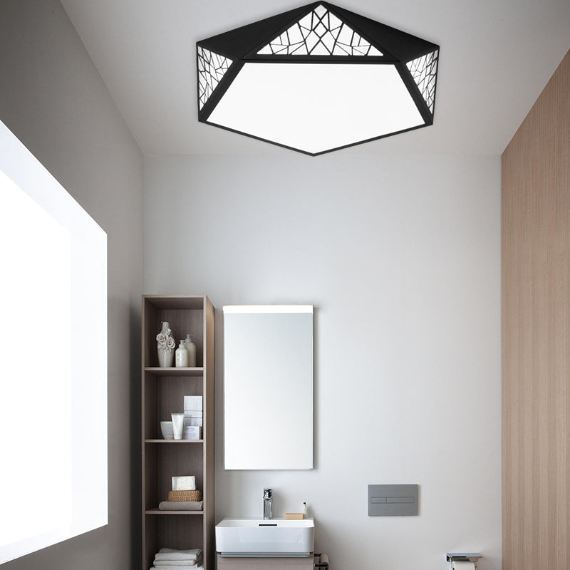 Modern Acrylic Led Ceiling Lamp | Slim Panel Pentagon Flush Mount Child Bedroom