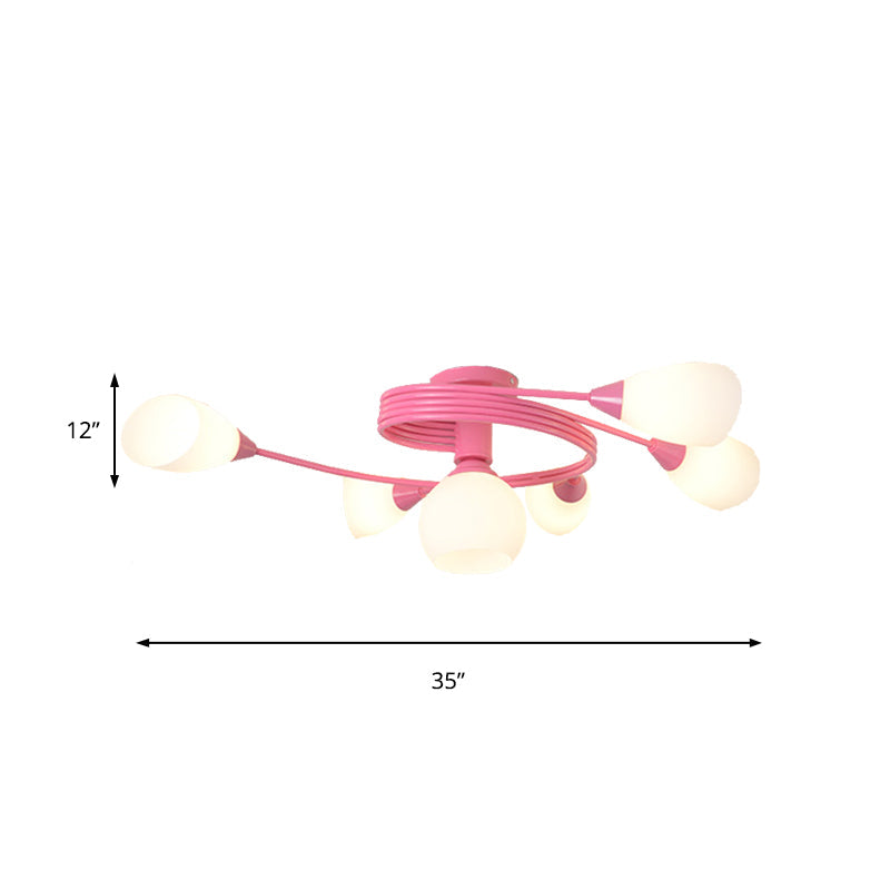 Twisted Arm Metallic Ceiling Lamp For Kids’ Bedroom And Kindergarten - Modern Semi Flush Light
