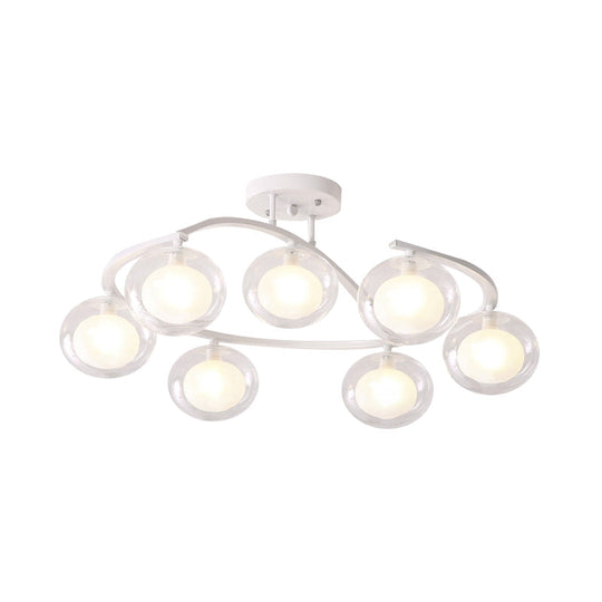 Semi - Ceiling Mount Twist Arm Light With Oval Shade - Contemporary Metal Lamp For Cafes