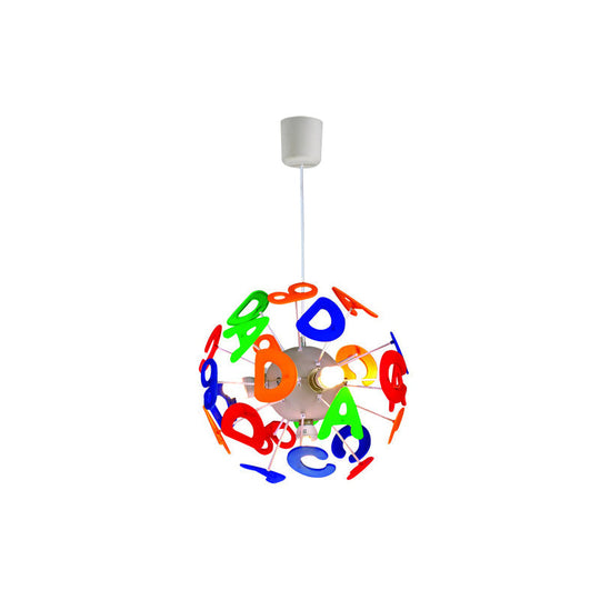 Colorful Kids Globe Ceiling Pendant Light With 4 Plastic Lights For Nursing Room