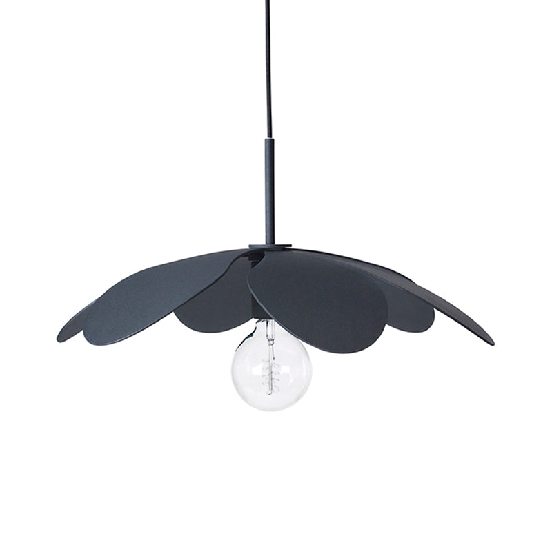 12’/19.5’ Wide Minimal Ceiling Pendant Light With Metal Flower Shade - 1-Light Black/White