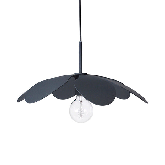 12’/19.5’ Wide Minimal Ceiling Pendant Light With Metal Flower Shade - 1-Light Black/White