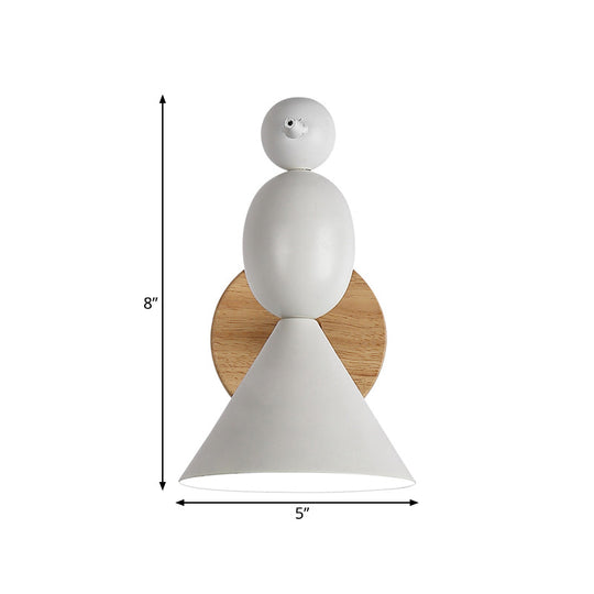 Lark Rotatable Wall Light - Nordic Iron 1-Light White Sconce For Bedroom With Wood Backplate