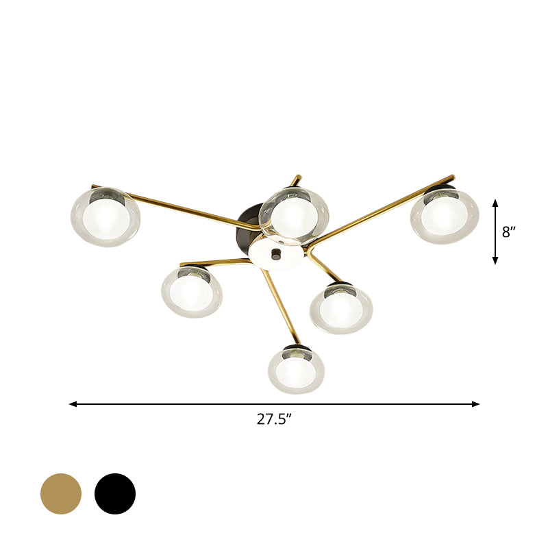 Sleek Metal Semi Flush Mount Ceiling Lamp With Multi - Head And Oval Shade - Stylish Lighting For