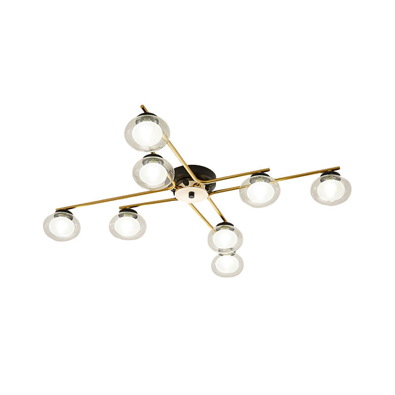 Sleek Metal Semi Flush Mount Ceiling Lamp With Multi - Head And Oval Shade - Stylish Lighting For