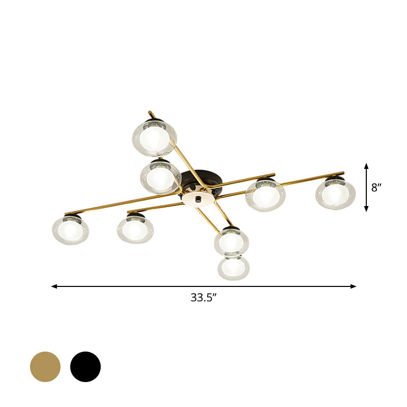 Sleek Metal Semi Flush Mount Ceiling Lamp With Multi - Head And Oval Shade - Stylish Lighting For