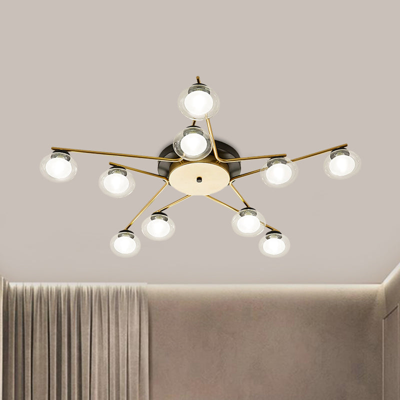 Sleek Metal Semi Flush Mount Ceiling Lamp With Multi - Head And Oval Shade - Stylish Lighting For