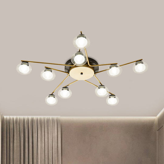 Sleek Metal Semi Flush Mount Ceiling Lamp With Multi - Head And Oval Shade - Stylish Lighting For