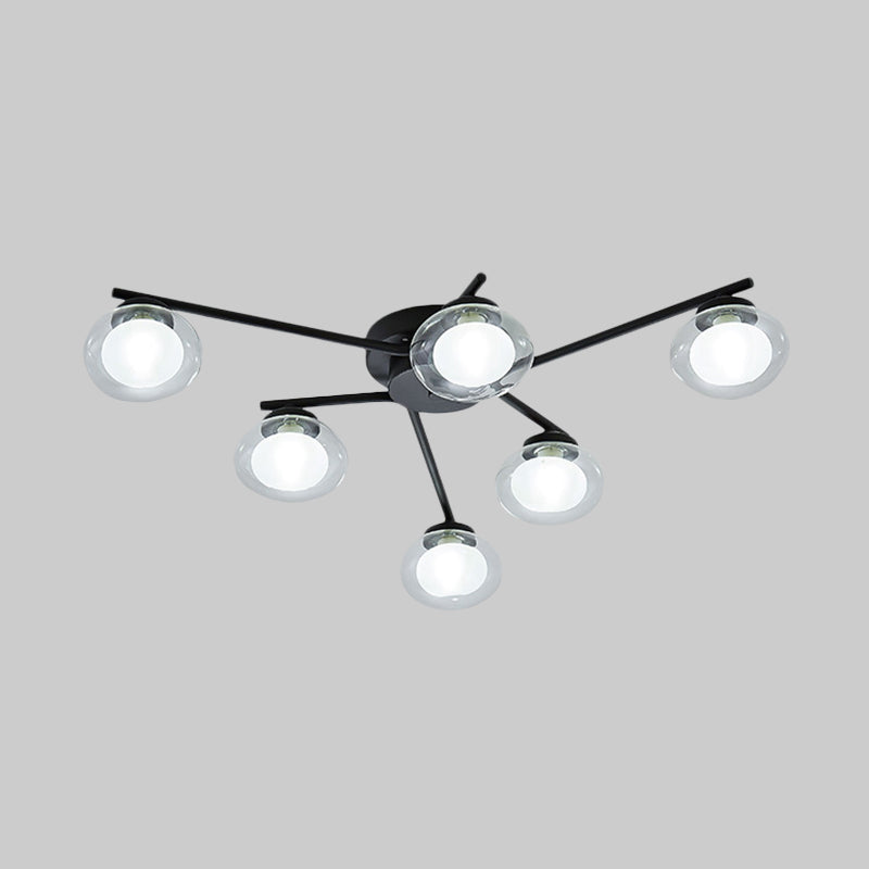 Sleek Metal Semi Flush Mount Ceiling Lamp With Multi - Head And Oval Shade - Stylish Lighting For
