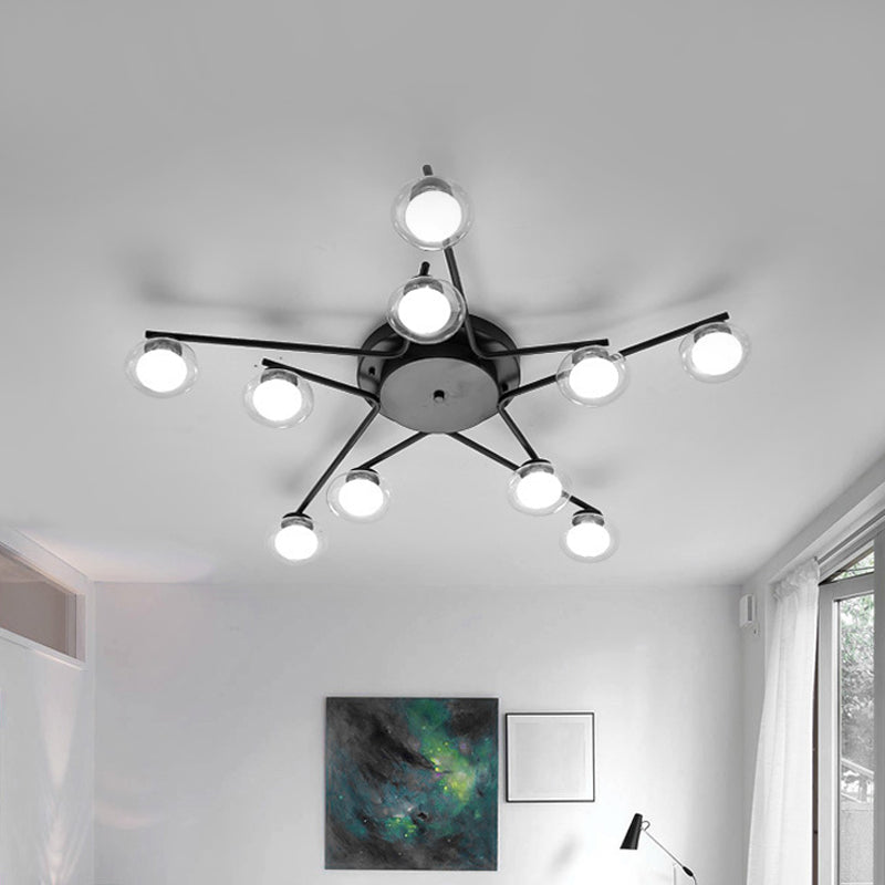 Sleek Metal Semi Flush Mount Ceiling Lamp With Multi - Head And Oval Shade - Stylish Lighting For