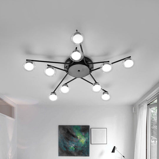 Sleek Metal Semi Flush Mount Ceiling Lamp With Multi - Head And Oval Shade - Stylish Lighting For