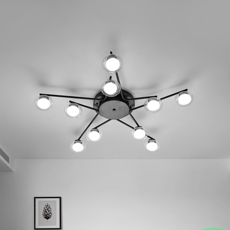 Sleek Metal Semi Flush Mount Ceiling Lamp With Multi - Head And Oval Shade - Stylish Lighting For