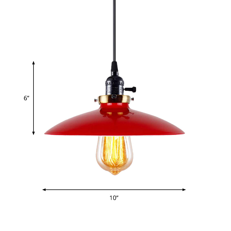 3-Pack Industrial Style Metal Pendant Light With Saucer Shade - Red Hanging For Restaurants