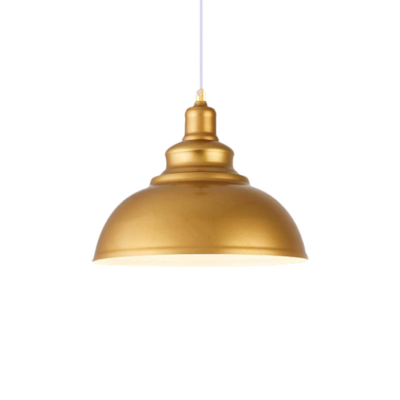 Mid-Century Metal Domed Pendant Ceiling Light With Adjustable Cord - Gold Finish 1 Head Ideal For