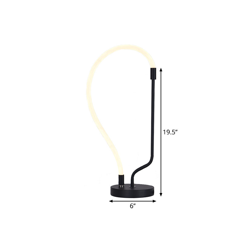 - Black Led Bedside Desk Lighting Modernist Nightstand Light With Gooseneck Plastic Shade