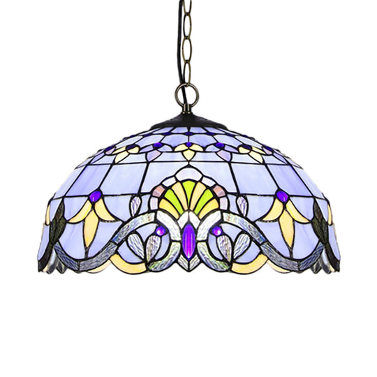 Victorian Stained Glass Dome Shade Pendant Ceiling Light - Single Fixture