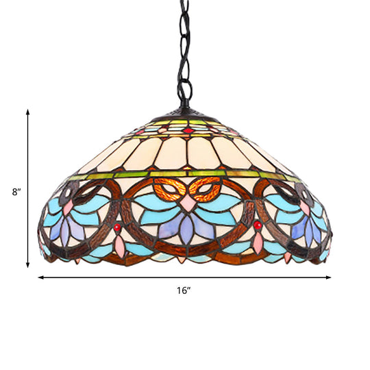 Victorian Stained Glass Dome Pendant Light For Dining Room Ceiling