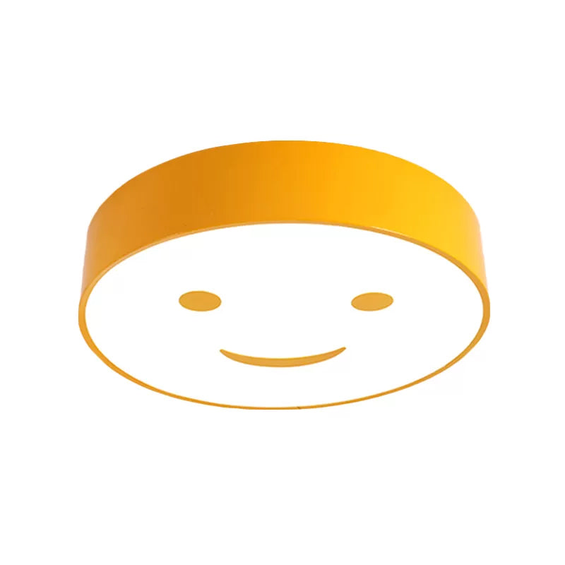 Round Smiling Face Led Flush Mount Light - Kids Acrylic Close - To - Ceiling Lamp For Kindergarten