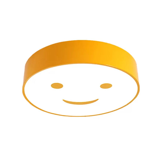 Round Smiling Face Led Flush Mount Light - Kids Acrylic Close - To - Ceiling Lamp For Kindergarten