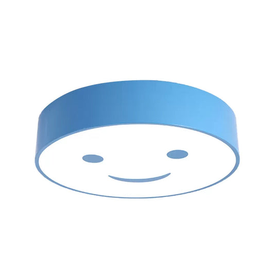 Round Smiling Face Led Flush Mount Light - Kids Acrylic Close - To - Ceiling Lamp For Kindergarten