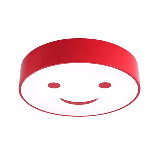 Round Smiling Face Led Flush Mount Light - Kids Acrylic Close - To - Ceiling Lamp For Kindergarten