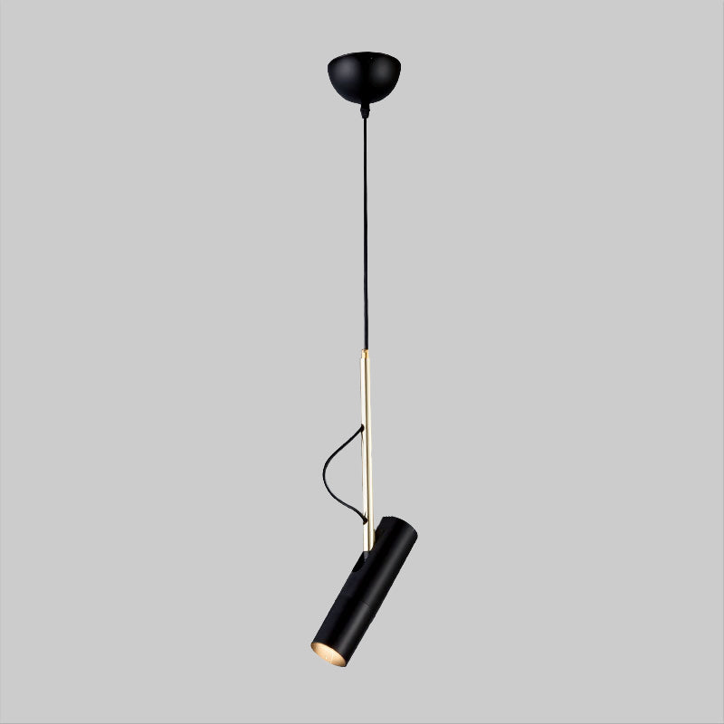 Minimalist Cylinder Metallic Pendant Light Fixture - 1 Bulb Black/White Warm/White