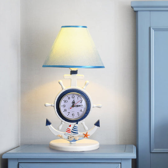 Kids Blue Desk Lamp With Clock Design - 1 Bulb Bedchamber Table Light
(Shorter Title While Still