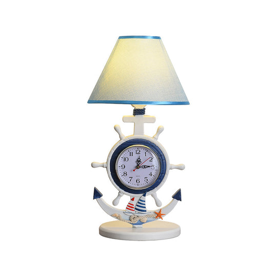 Kids Blue Desk Lamp With Clock Design - 1 Bulb Bedchamber Table Light
(Shorter Title While Still