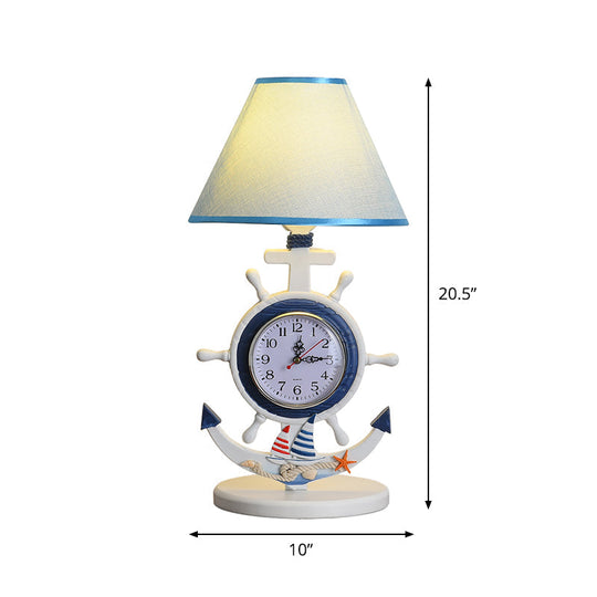 Kids Blue Desk Lamp With Clock Design - 1 Bulb Bedchamber Table Light
(Shorter Title While Still